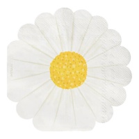 Serviettes marguerite de 16,5 x 16,5 cm - 20 unités