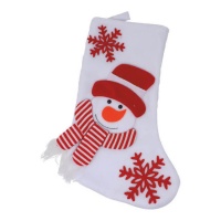 Chaussette bonhomme de neige blanche de 43 cm