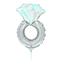 Ballon en forme de bague en diamant bleu de 22 x 31 cm - 10 unités - Grabo