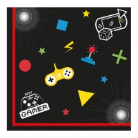 Serviettes de Jeux Vidéo party gamer de 16,5 x 16,5 cm - 20 unités