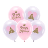 Ballons en latex de Princesses de 33 cm - 5 unités