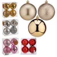 Boules de Noël textures assorties de 8 cm - 4 unités