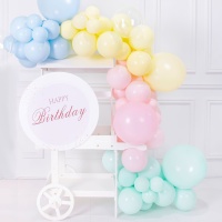 Guirlande de ballons en couleurs pastel et transparents - 74 pièces