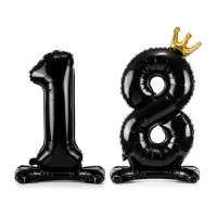 Ballon numéro 18 avec base de 84 cm - Partydeco - 1 unité