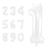 Ballon en forme de chiffre blanc de 86 cm - Folat - 1 unité