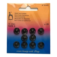 Boutons-pression de 1,1 cm noir - Pony - 10 paires