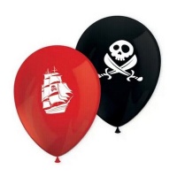 Ballons en latex pirates rouges et noirs de 28 cm - 8 unités