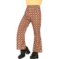 Pantalon des années 70 hippie losanges pour adulte