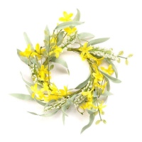 Couronne décorative pour bougie jaune de 20 cm