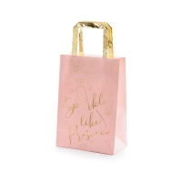 Sac cadeau de 26 x 18 x 10 cm Sparkle en rose et or - 6 unités