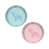 Coupelles pour cupcakes Baby avec éléphant - FunCakes - 48 unités