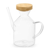 Carafe à huile de 600 ml avec bouchon en bambou