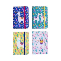 Carnet à feuilles avec lamas avec bande élastique assortie - 1 unité