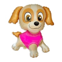 Ballon chien heureux rose de 79 x 76 cm