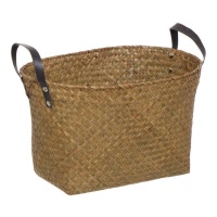 Porte-revues en raphia ovale naturel de 40 x 28 x 26 cm