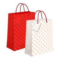 Sac cadeau de 45 x 33 x 10 cm avec des Coeurs - 1 unité