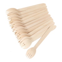 Fourchettes en bois de 16 cm - 12 unités